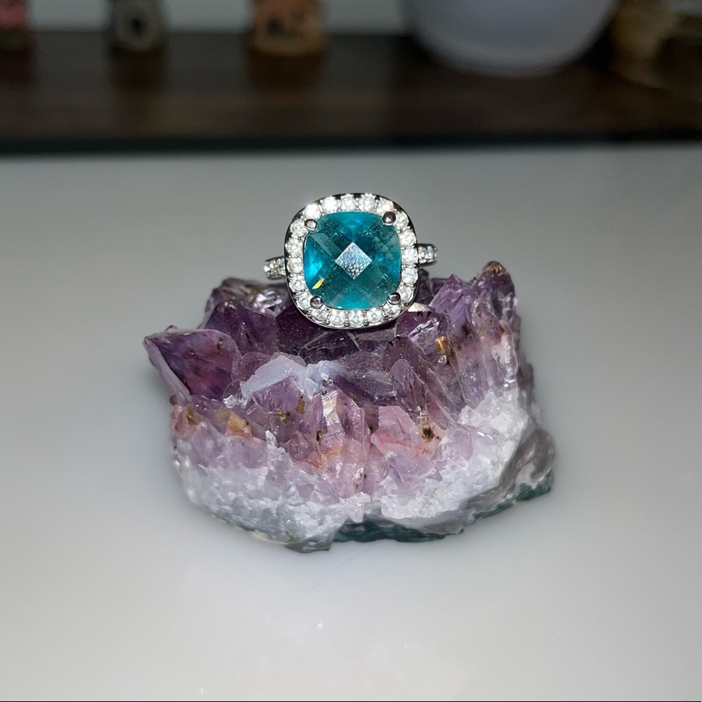 Aquamarine Cubic Zirconia Ring